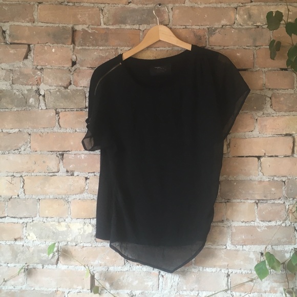Zara Black Top with Zipper Detail - Picture 4 of 4